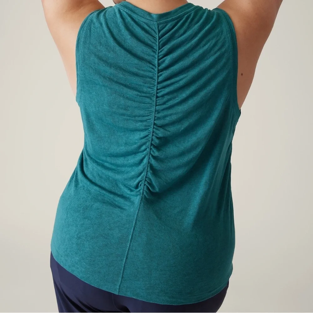 Athleta Teal Breezy Ruched Tank Size M - Picture 2 of 7